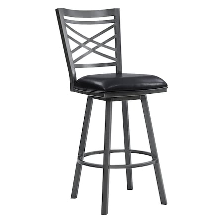 Armen Living Fargo 30" Counter Height Metal Barstool in Mineral Finish with Black Faux Leather LCFA30BAMFBL